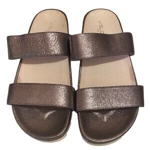 J / SLIDES NYC "Eddie" Women’s Slide / Sandal, Silver, 8M, Casual, Summer wear